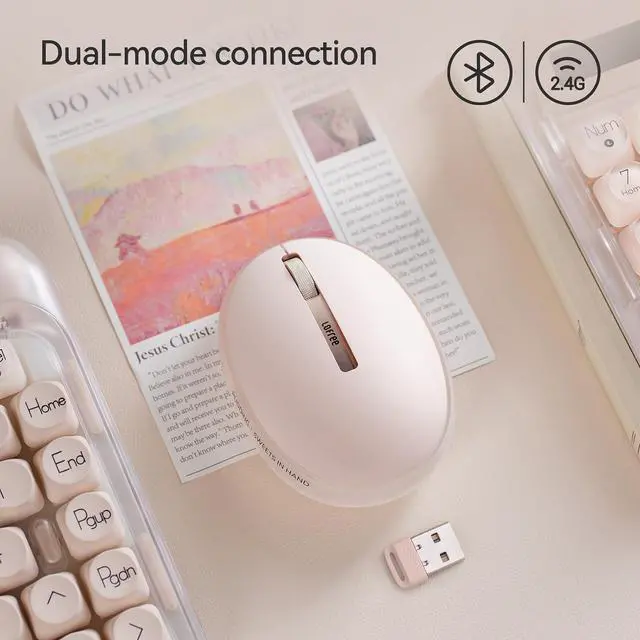 Alt view image 7 of 7 - Pudding Dual Mode Wireless Mouse with 5 Adjustable DPI Levels, Rechargeable, Office, for Windows, MacOS, iOS, Android, Compatible with PC, Mac, Laptop(Foundation)