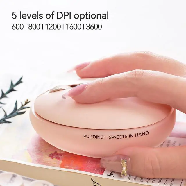 Alt view image 3 of 7 - Pudding Dual Mode Wireless Mouse with 5 Adjustable DPI Levels, Rechargeable, Office, for Windows, MacOS, iOS, Android, Compatible with PC, Mac, Laptop(Foundation)