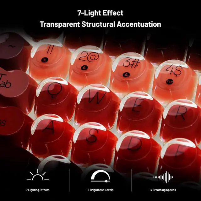 Alt view image 2 of 7 - DOT Lipstick Elegant 84 Keys Mechanical Keyboard, White Backlit Hot-Swappable Rechargeable Wireless Keyboard with Gasket Design, 3 Modes Connection for Windows, macOS/GATERON Linear Switches