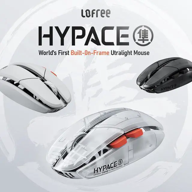 Alt view image 4 of 7 - Hypace Ultra-Lightweight Wireless Gaming Mouse, 47g, PAW3950 Sensor, 40K DPI, 8K Polling Rate, Mg Alloy Frame, Tri-Mode(Bluetooth/2.4GHz/Wired), 100Hrs Battery for PC/Mac (Ghost) Crayon Grey