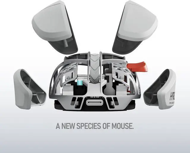 Alt view image 6 of 7 - Hypace Ultra-Lightweight Wireless Gaming Mouse, 47g, PAW3950 Sensor, 40K DPI, 8K Polling Rate, Mg Alloy Frame, Tri-Mode(Bluetooth/2.4GHz/Wired), 100Hrs Battery for PC/Mac (Ghost) Jet Black