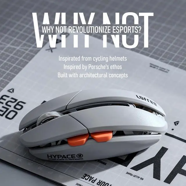Alt view image 3 of 7 - Hypace Ultra-Lightweight Wireless Gaming Mouse, 47g, PAW3950 Sensor, 40K DPI, 8K Polling Rate, Mg Alloy Frame, Tri-Mode(Bluetooth/2.4GHz/Wired), 100Hrs Battery for PC/Mac (Ghost) Jet Black
