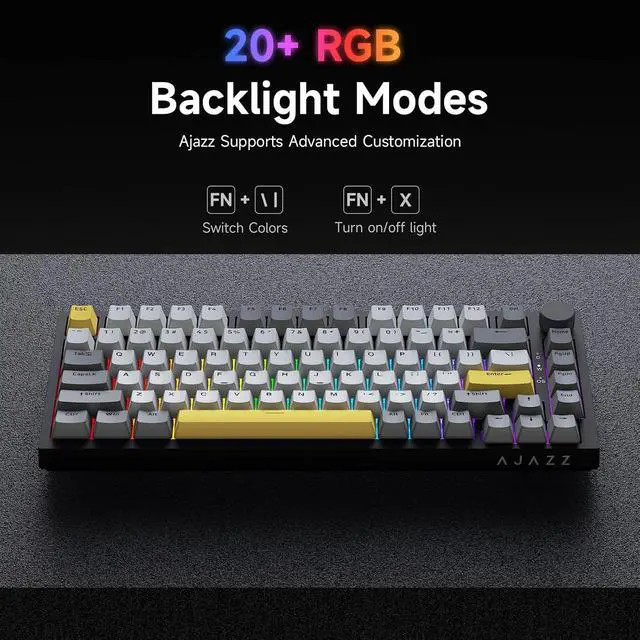 Alt view image 2 of 7 - AK820 TKL 75% Hot Swappable Mechanical Keyboard with Volume Knob, Gasket Mount Wired Gaming Creamy Keyboard, Pre-lubed Linear Switch, South-Facing RGB, PBT Keycaps