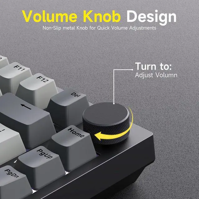 Alt view image 6 of 7 - AK820 TKL 75% Hot Swappable Mechanical Keyboard with Volume Knob, Gasket Mount Wired Gaming Creamy Keyboard, Pre-lubed Linear Switch, South-Facing RGB, PBT Keycaps