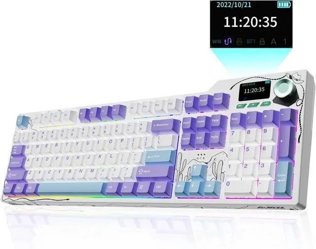 Main image of AK35I V4 Full Size Wireless Mechanical Keyboard with 1.14" Color Screen & Knob, Tri-Mode Gasket Hot Swappable Gaming Keyboard, 10000mAh Battery, RGB, Black Red Purple White