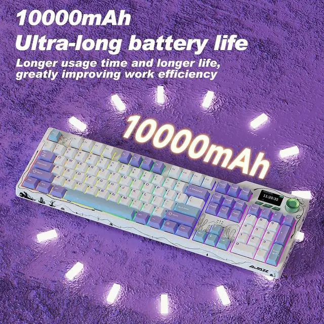 Alt view image 5 of 7 - AK35I V4 Full Size Wireless Mechanical Keyboard with 1.14" Color Screen & Knob, Tri-Mode Gasket Hot Swappable Gaming Keyboard, 10000mAh Battery, RGB, Black Red Purple White