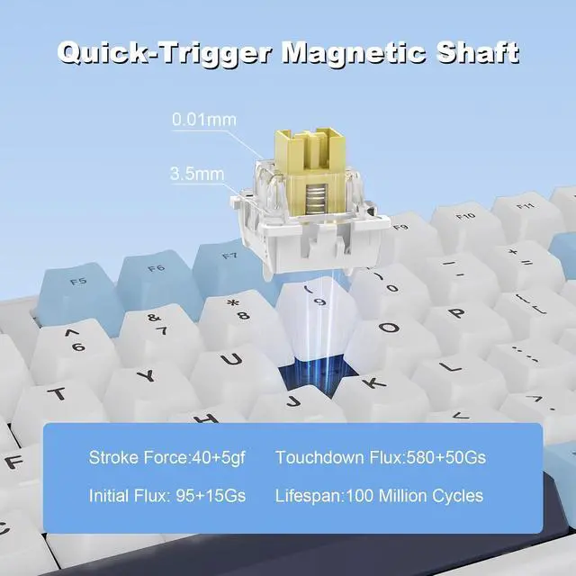 Alt view image 6 of 7 - AK980MAX Wired Magnetic Axis Mechanical Keyboard, 98% Hot-Swappable Custom Keyboard with RGB Backlighting, Pre-Lubricated Switches, PBT Keycaps, Suitable for MAC/Win/Visa/PC