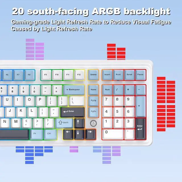 Alt view image 3 of 7 - AK980MAX Wired Magnetic Axis Mechanical Keyboard, 98% Hot-Swappable Custom Keyboard with RGB Backlighting, Pre-Lubricated Switches, PBT Keycaps, Suitable for MAC/Win/Visa/PC