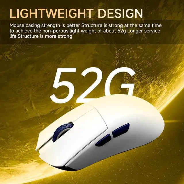 Alt view image 2 of 7 - M3SMAX Wireless Gaming Mouse,Tri-Mode 2.4G/USB-C/Bluetooth Mouse Up to 30000DPI,PAW3950 Optical Sensor Lightweight 52g,5 programmable Button,Computer Mouse for Laptop,PC,Windows Pink