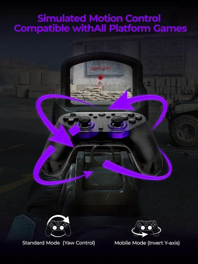 Alt view image 6 of 6 - Plus Wireless Game Controller, TMR Joysticks, Hall Effect & Tactile Dual Triggers Gaming Controller, 1000Hz Polling Rate, RGB Lighting for PS4/Switch1/2/PC/Android/iOS, Black