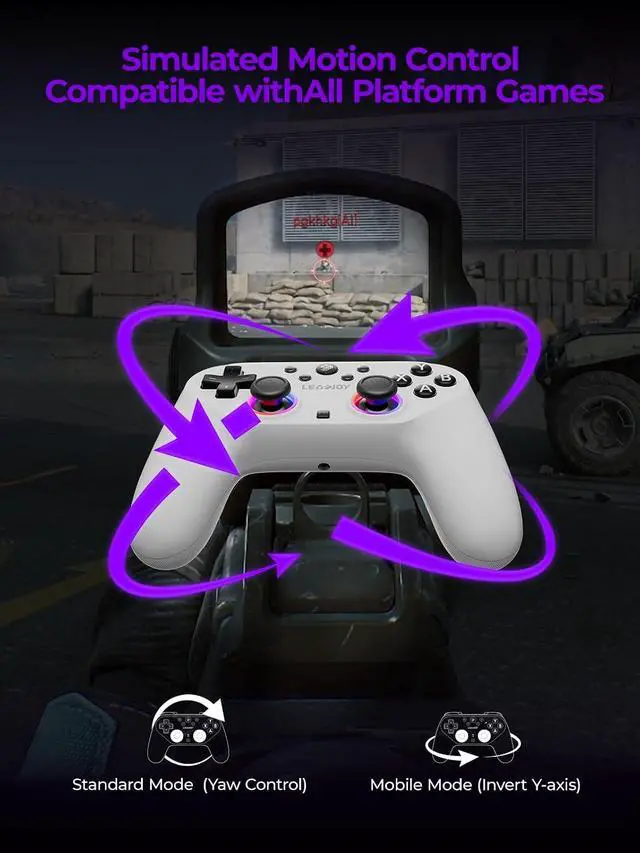 Alt view image 3 of 7 - Plus Wireless Game Controller, TMR Joysticks, Hall Effect & Tactile Dual Triggers Gaming Controller, 1000Hz Polling Rate, RGB Lighting for PS4/Switch1/2/PC/Android/iOS, Black White