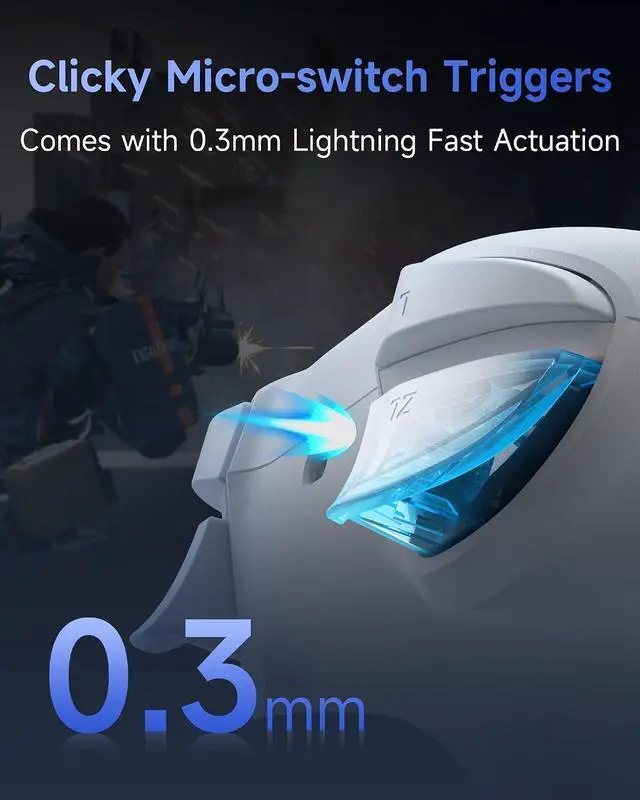 Alt view image 3 of 7 - S10 Elite Wireless Controller for Switch 2 with One-Key Wake-Up, Hall Effect Anti-Drift Joysticks, Programmable Buttons, HD Rumble, Motion Control and NFC, Multi-platform white blu