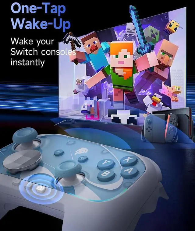 Alt view image 5 of 7 - S10 Elite Wireless Controller for Switch 2 with One-Key Wake-Up, Hall Effect Anti-Drift Joysticks, Programmable Buttons, HD Rumble, Motion Control and NFC, Multi-platform white blu