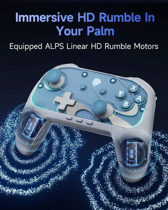 Alt view image 4 of 7 - S10 Elite Wireless Controller for Switch 2 with One-Key Wake-Up, Hall Effect Anti-Drift Joysticks, Programmable Buttons, HD Rumble, Motion Control and NFC, Multi-platform white blu