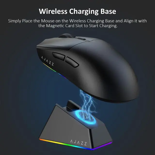 Alt view image 3 of 7 - AJ139 V2 MC Wireless Gaming Mouse with RGB Charging Dock, 66g Ultra-Lightweight Tri-Mode Optical Mouse, 12000 DPI PAW3311 Sensor, Ergonomic Rechargeable Gaming Mouse for PC/Mac -