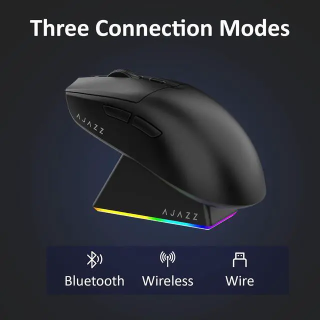 Alt view image 6 of 7 - AJ139 V2 MC Wireless Gaming Mouse with RGB Charging Dock, 66g Ultra-Lightweight Tri-Mode Optical Mouse, 12000 DPI PAW3311 Sensor, Ergonomic Rechargeable Gaming Mouse for PC/Mac -