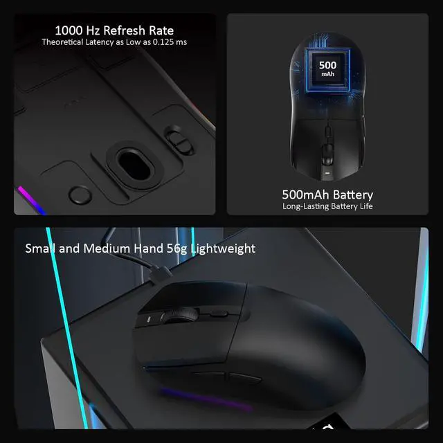 Alt view image 7 of 7 - AJ139 V2 MC Wireless Gaming Mouse with RGB Charging Dock, 66g Ultra-Lightweight Tri-Mode Optical Mouse, 12000 DPI PAW3311 Sensor, Ergonomic Rechargeable Gaming Mouse for PC/Mac -