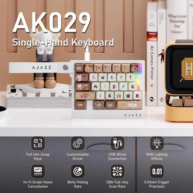 Alt view image 2 of 7 - AK029 Magnetic Switch One Handed Gaming Keyboard, Hall Effect Rapid Trigger Mechanical Keypad with SOCD & DKS, 8KHz Polling Rate, 29 Keys Mini Ergonomic Gaming Keyboard for FPS Gamers, PC Light Yellow