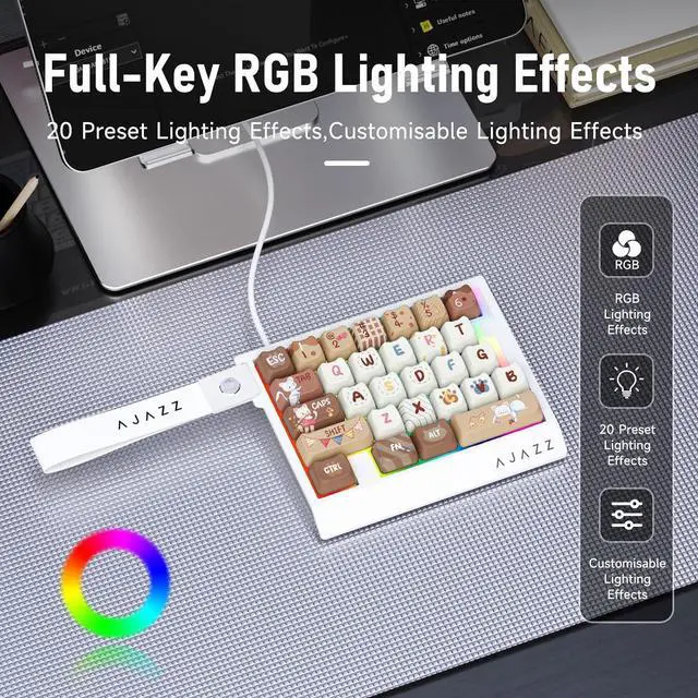 Alt view image 5 of 7 - AK029 Magnetic Switch One Handed Gaming Keyboard, Hall Effect Rapid Trigger Mechanical Keypad with SOCD & DKS, 8KHz Polling Rate, 29 Keys Mini Ergonomic Gaming Keyboard for FPS Gamers, PC Light Yellow