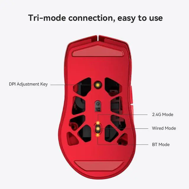 Alt view image 2 of 4 - M259 Magnesium Aluminum Alloy Mouse, BT/2.4G/USB-C Lightweight Mice Red