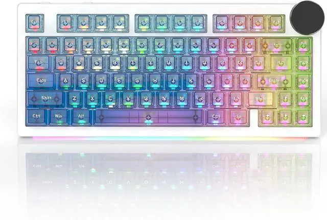 Main image of AK820 V2 PRO Wireless Mechanical Keyboard with TFT Screen & RGB Light Show, 75% Tri-Mode Hot Swappable Gaming Keyboard, 10000mAh Battery, Transparent Keycaps, Gradient Multicolor