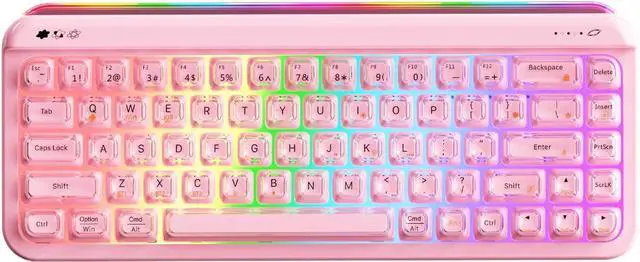 Main image of AF68 Wireless Membrane Keyboard, 68% Layout 68-Key Gaming Keyboard, 2.4 GHz/Type-C/BT, RGB Lighting Effects with Integrated Side Light Bar, 4000mAh Battery, Translucent Keycaps pink