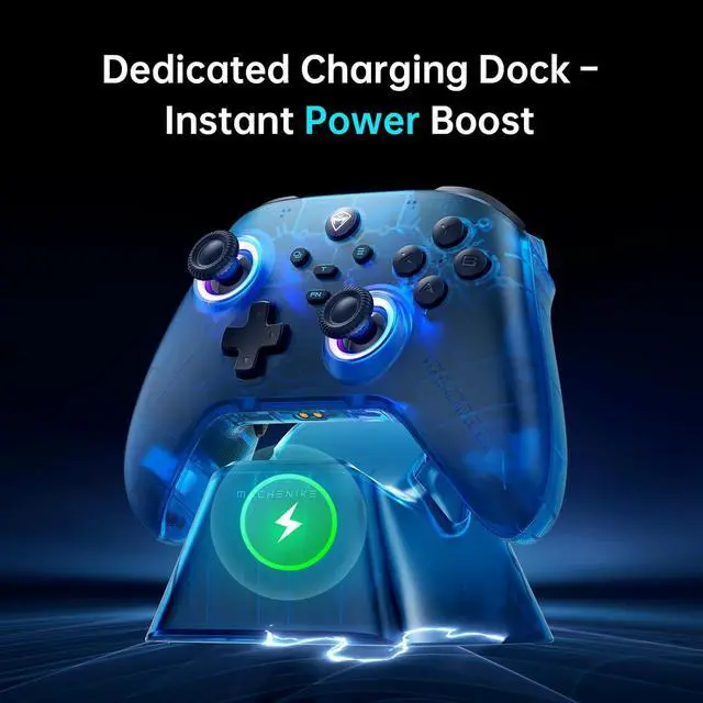 Alt view image 2 of 6 - G3V2 Bluetooth Controller for Pc/Switch/Ios/Android, Hall Effect Joysticks, RGB Lighting Gaming Controller,2 Programmable Buttons,1000mah Battery With Charging Station Blue PE UG