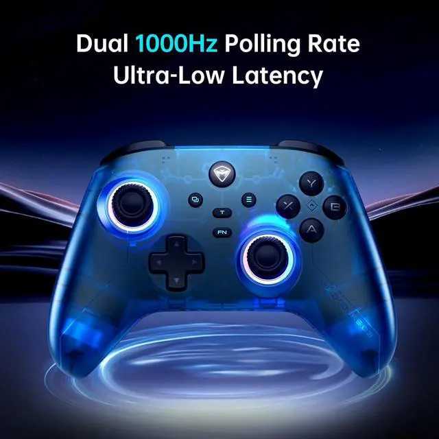 Alt view image 3 of 6 - G3V2 Bluetooth Controller for Pc/Switch/Ios/Android, Hall Effect Joysticks, RGB Lighting Gaming Controller,2 Programmable Buttons,1000mah Battery With Charging Station Blue PE UG