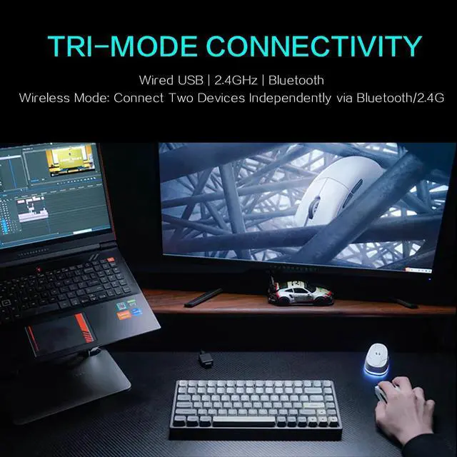 Alt view image 3 of 7 - ML903 4K Souris Gamer Sans Fil avec Station de Charge RGB, Capteur Optique de 26 000 DPI,PAW3395,Longue Durée de Vie de la Batterie, Souris Ergonomique Sans Fil Pour PC, Mac