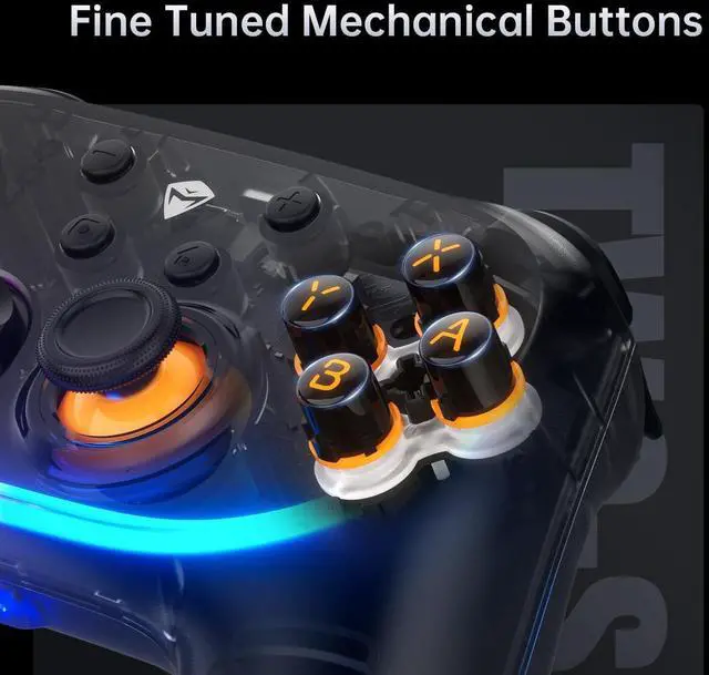 Alt view image 4 of 6 - S3 Wireless Switch Controller, Hall Effect Joystick, RGB Black Lghting, Auto Sleep/Wake, 5-Level Vibration, PC Gamepad for PC/NS/iOS/Android TV with Charging Dock