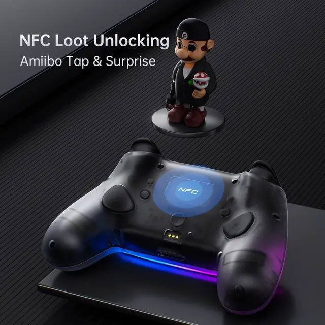 Alt view image 3 of 6 - S3 Wireless Switch Controller, Hall Effect Joystick, RGB Black Lghting, Auto Sleep/Wake, 5-Level Vibration, PC Gamepad for PC/NS/iOS/Android TV with Charging Dock