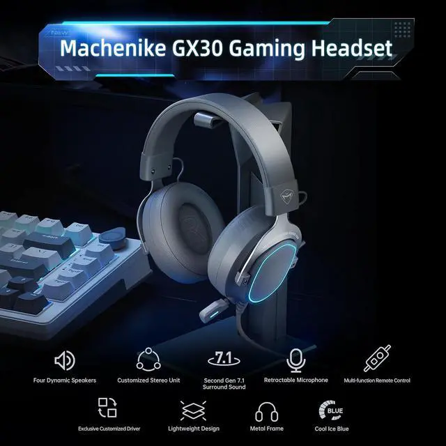 Alt view image 6 of 7 - GX30 USB Gaming Headeset for PS5,PC - 7.1 Surround Sound Headphones CM108 Microphone, Dual Chamber Drivers, Legendary Comfort, Aluminum Frame