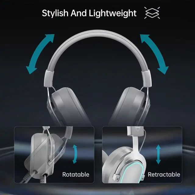 Alt view image 5 of 7 - GX30 USB Gaming Headeset for PS5,PC - 7.1 Surround Sound Headphones CM108 Microphone, Dual Chamber Drivers, Legendary Comfort, Aluminum Frame