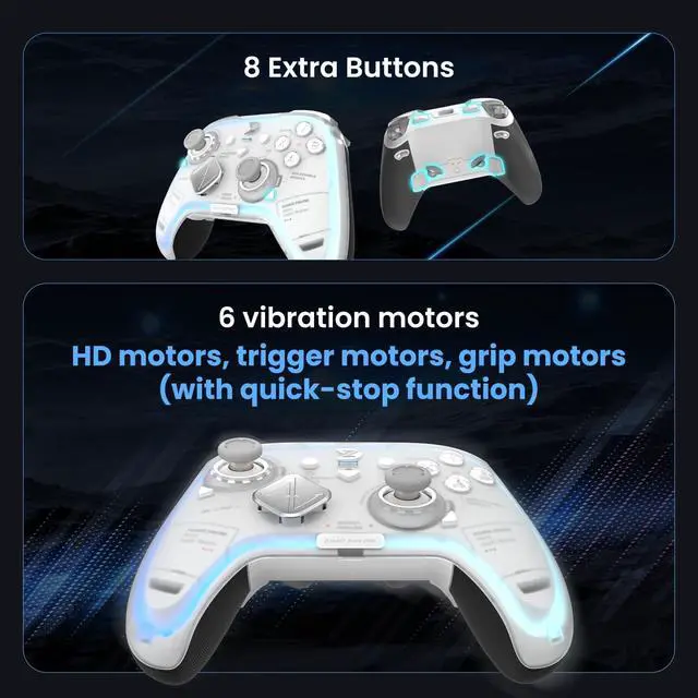 Alt view image 3 of 4 - Wireless Controller, Default Equipped With GinFull TMR Joysticks, Hall Effect Triggers, Up to 8k Polling Rate, <1ms Ultra-Low Latency, Modular Design, RGB Light Bar, Compatible with PC/NS/NS2/Android