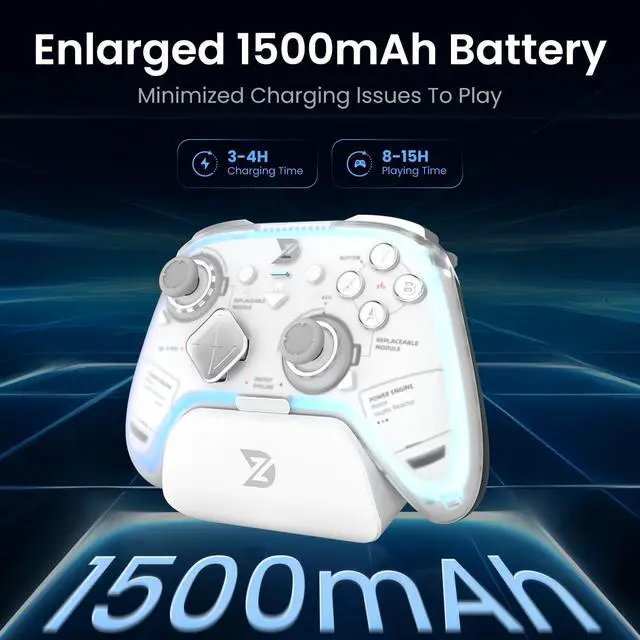 Alt view image 2 of 4 - Wireless Controller, Default Equipped With GinFull TMR Joysticks, Hall Effect Triggers, Up to 8k Polling Rate, <1ms Ultra-Low Latency, Modular Design, RGB Light Bar, Compatible with PC/NS/NS2/Android