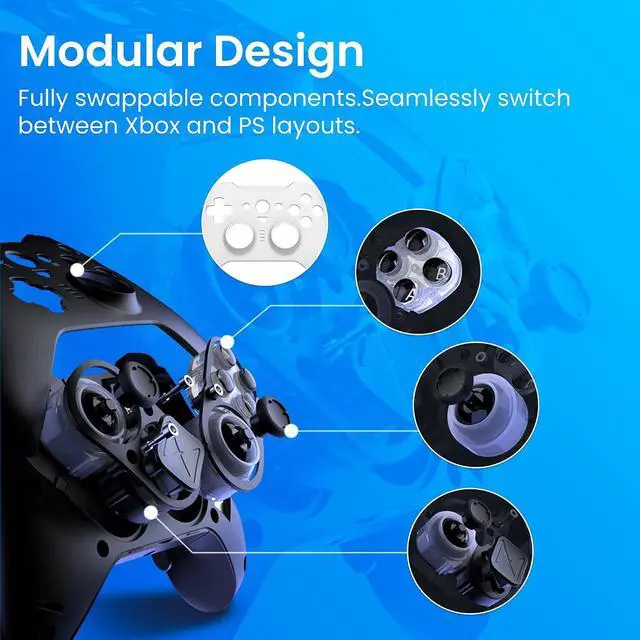 Alt view image 5 of 7 - Wireless PC Controller Modular Design, Hall Effect Joysticks, Remappable Buttons, RGB & Audio Jack for Switch/Switch2, PC, Android, iOS & Steam Black
