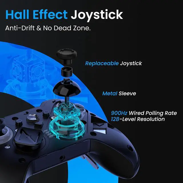 Alt view image 2 of 7 - Wireless PC Controller Modular Design, Hall Effect Joysticks, Remappable Buttons, RGB & Audio Jack for Switch/Switch2, PC, Android, iOS & Steam Black