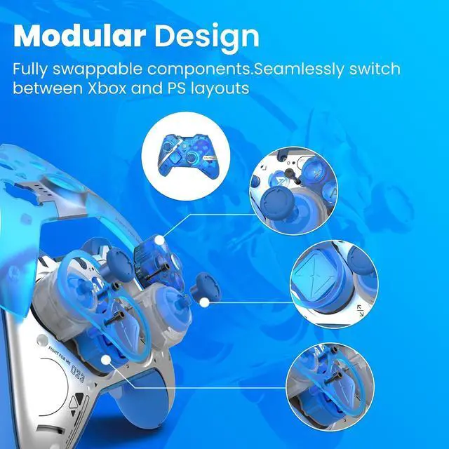 Alt view image 6 of 7 - Wireless PC Controller Modular Design, Hall Effect Joysticks, Remappable Buttons, RGB & Audio Jack for Switch/Switch2, PC, Android, iOS & Steam 11 Anniversary Edition