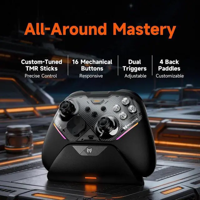 Alt view image 2 of 7 - Storm(Gale2) Wireless PC Controller, Bluetooth Gaming Controller 2000Hz Polling Rate, Near-Zero Latency, TMR Sticks, Hall & Micro-switch Triggers, 16 Mechanical Buttons, 4 Customizable Back Paddles, f