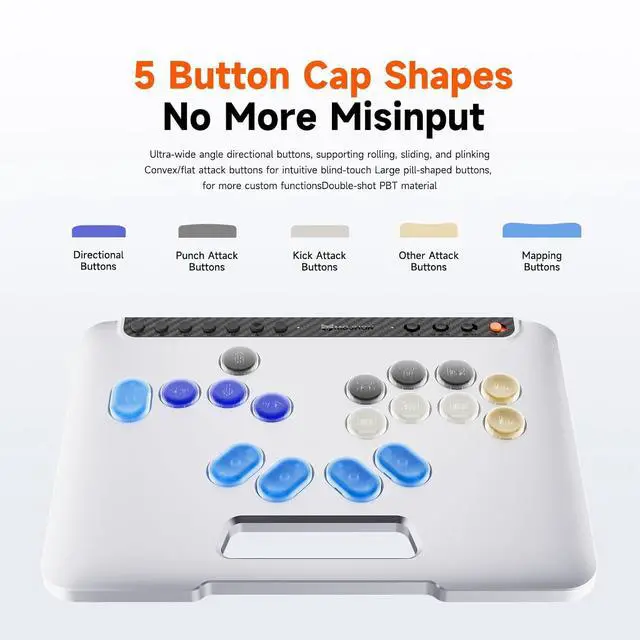 Alt view image 3 of 5 - Fight Master Leverless Controller for Switch 2/Switch/PC/iOS/Android, All-Button Hitbox Arcade Stick with Bluetooth/2.4G/Wired, Hot-Swappable Fast-Trigger Mechanical Switches, RGB Fight Stick