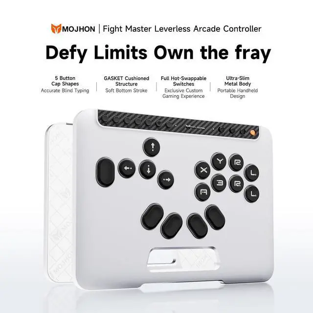 Alt view image 4 of 5 - Fight Master Leverless Controller for Switch 2/Switch/PC/iOS/Android, All-Button Hitbox Arcade Stick with Bluetooth/2.4G/Wired, Hot-Swappable Fast-Trigger Mechanical Switches, RGB Fight Stick