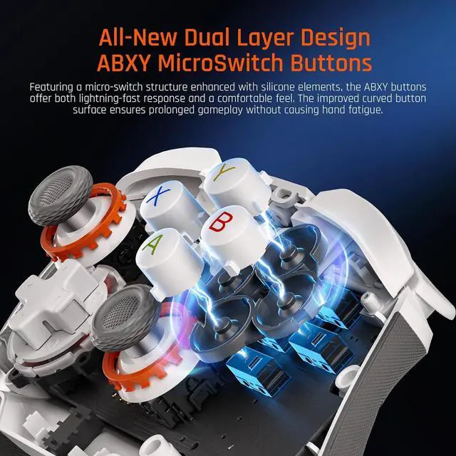 Alt view image 4 of 6 - Wireless Controller, 16 Fully Mechanical Micro Switch, 2000Hz Report Rate, TMR Electromagnetic Joysticks, PC Controller for PC/Switch/iOS/Android