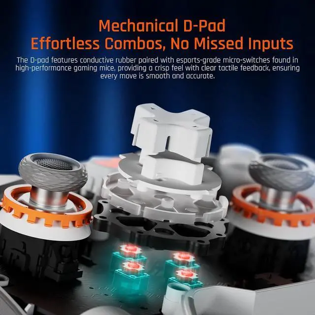 Alt view image 5 of 6 - Wireless Controller, 16 Fully Mechanical Micro Switch, 2000Hz Report Rate, TMR Electromagnetic Joysticks, PC Controller for PC/Switch/iOS/Android
