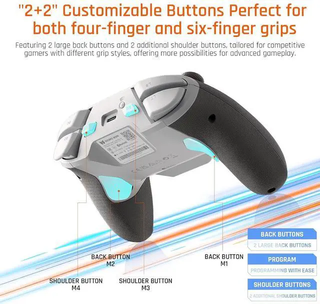 Alt view image 3 of 6 - Wireless Controller, 16 Fully Mechanical Micro Switch, 2000Hz Report Rate, TMR Electromagnetic Joysticks, PC Controller for PC/Switch/iOS/Android