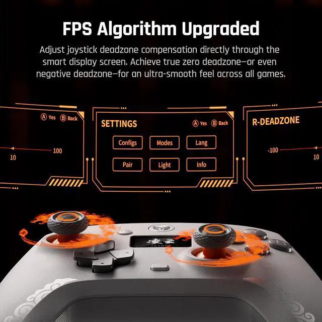 Alt view image 4 of 7 - Wireless Gaming Controller with LCD Display Hall Effect Joystick & Triggers, 1000Hz Polling Rate, PC/Switch/Android/iOS Compatible, Dual Back Buttons, Turbo, HD Rumble, Wired/Bluetooth/2.4G AETHER W