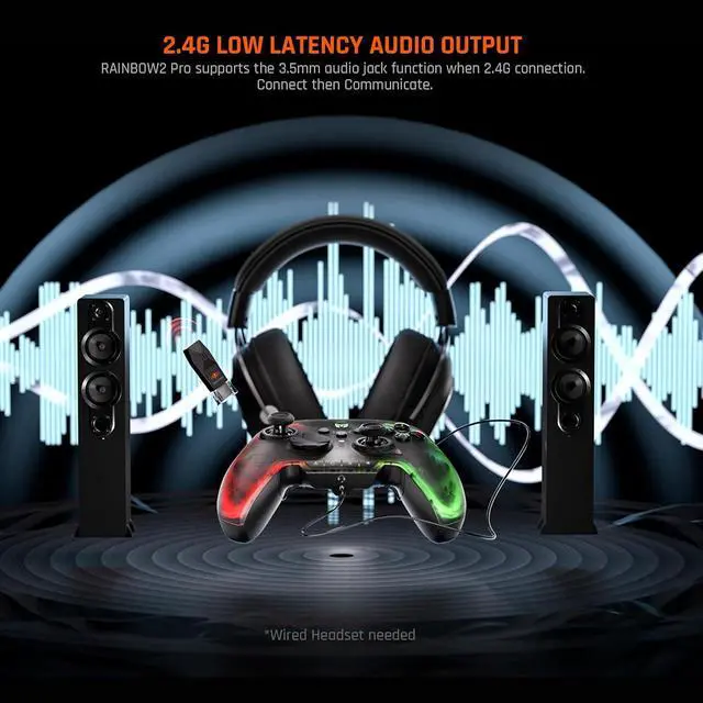 Alt view image 7 of 7 - Wireless Controller, Rainbow 2 Pro PC Controllers Motion Aiming, Hall Triggers, ALPS Joystick, Custom Button, 3.5mm Audio Gaming Controller for PC Windows/Android/iOS/Switch Controllers