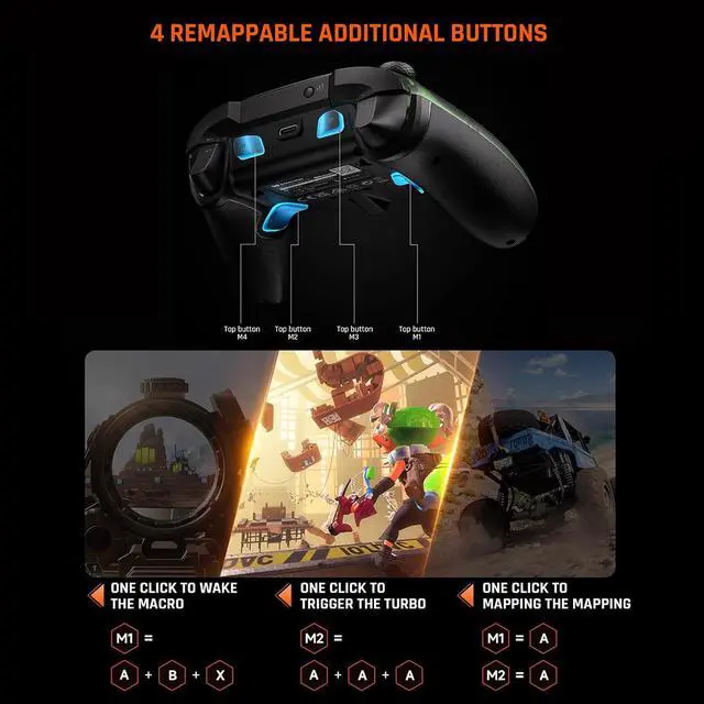 Alt view image 3 of 7 - Wireless Controller, Rainbow 2 Pro PC Controllers Motion Aiming, Hall Triggers, ALPS Joystick, Custom Button, 3.5mm Audio Gaming Controller for PC Windows/Android/iOS/Switch Controllers