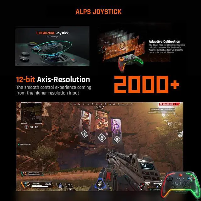 Alt view image 5 of 7 - Wireless Controller, Rainbow 2 Pro PC Controllers Motion Aiming, Hall Triggers, ALPS Joystick, Custom Button, 3.5mm Audio Gaming Controller for PC Windows/Android/iOS/Switch Controllers