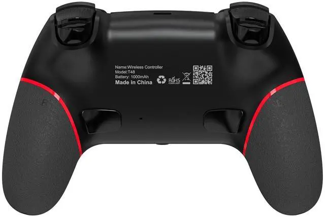 Alt view image 4 of 4 - Wireless Controller with Hall Joystick for PS4,Pro,Slim - Wireless Controller with Built-in Speakers/Precise Joysticks/Turbo/Advanced Buttons Programming, and 1000mAh Rechargeable Battery Black Red