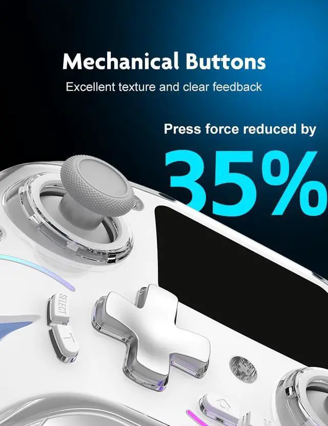 Alt view image 7 of 7 - Multi-Function Wireless Pro Controller with Interactive Screen,for Switch/PS4/PC/Android/iOS/SteamDeck, 4 Programmable Buttons, Turbo, 6-axis Gyro, Dual Vibration, RGB Lighting, Hall Effect Joystick T